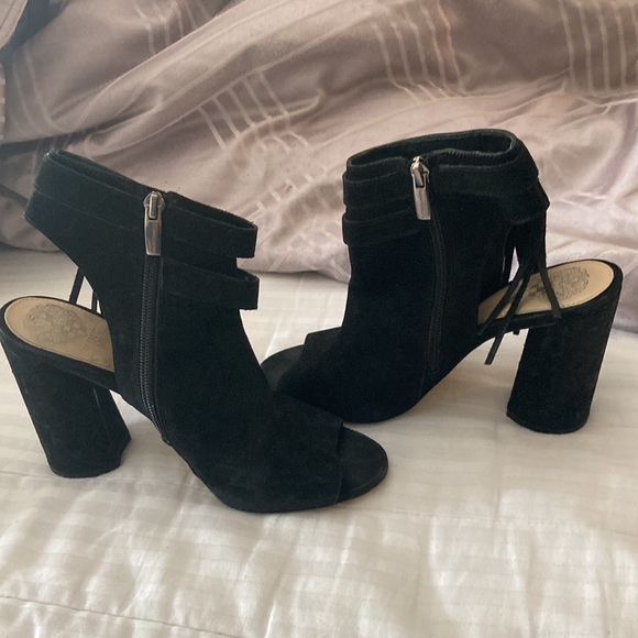 Vince camuto suede and leather open toe and back booties - Picture 4 of 8